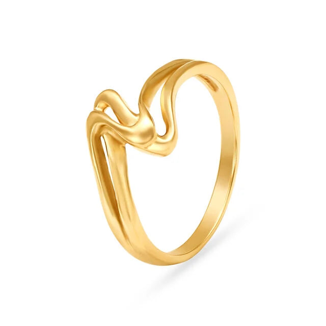 Sublime Brushstroke Pattern Gold Ring