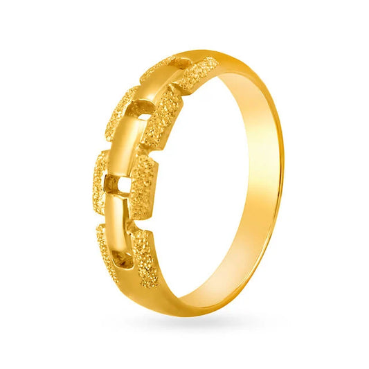 Modern 22 Karat Gold Chain Link Ring