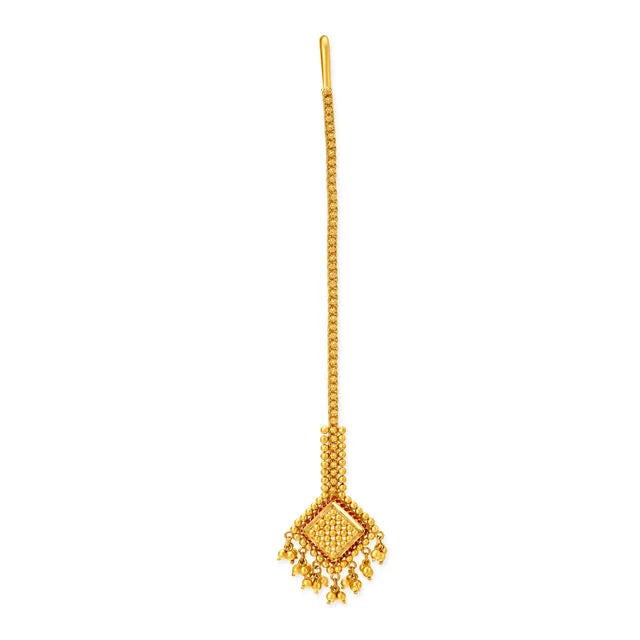 Exquisite 22 Karat Yellow Gold Checkered Maang Tikka