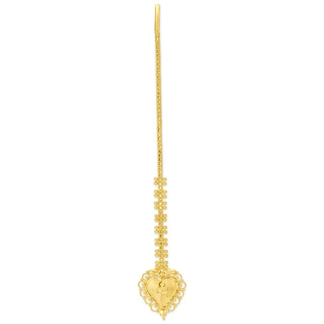 Enticing 22 Karat Yellow Gold Heart Maang Tikka