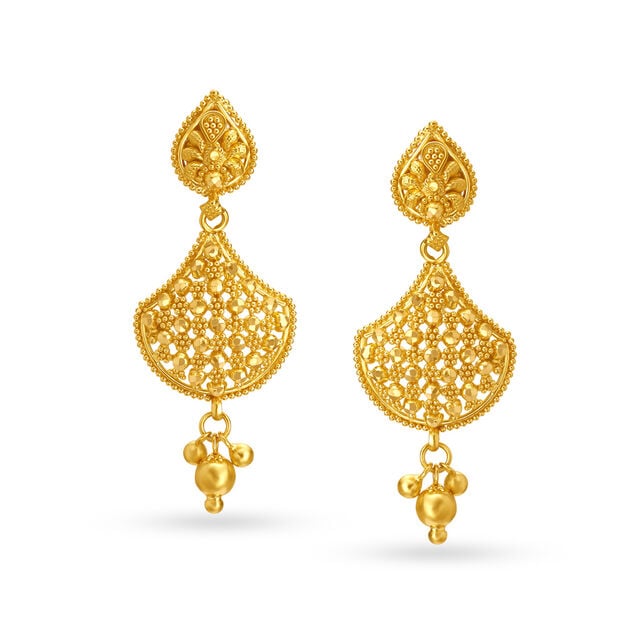 Bedazzling Rawa Work Gold Drop Earrings