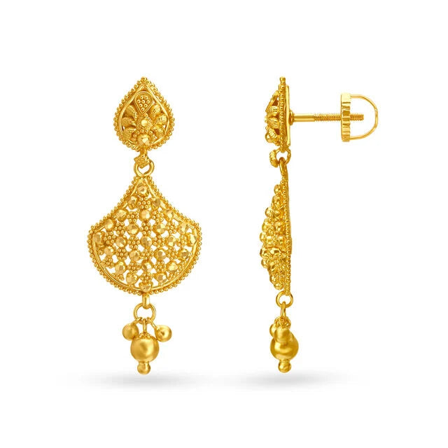 Bedazzling Rawa Work Gold Drop Earrings