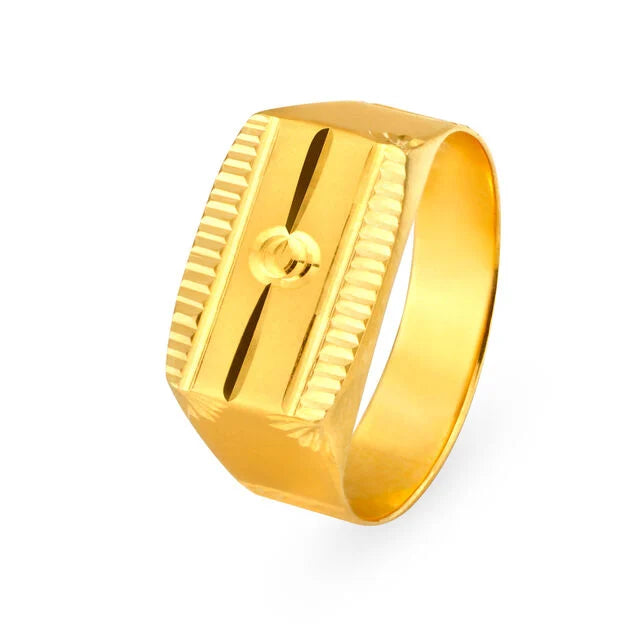 Geometric 22 Karat Yellow Gold Embossed Ring