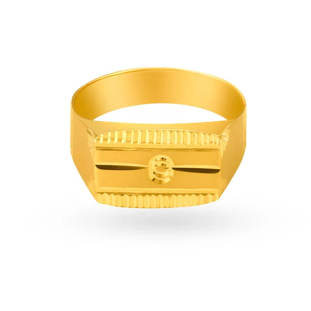 Geometric 22 Karat Yellow Gold Embossed Ring