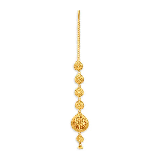 Coruscating 22 Karat Yellow Gold Teardrop Maang Tikka