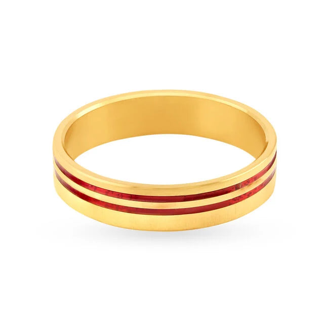 Vibrant 22 Karat Yellow Gold Striped Finger Ring