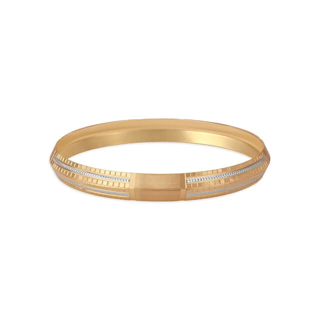 Ridged Gold and Rhodium Kada for men