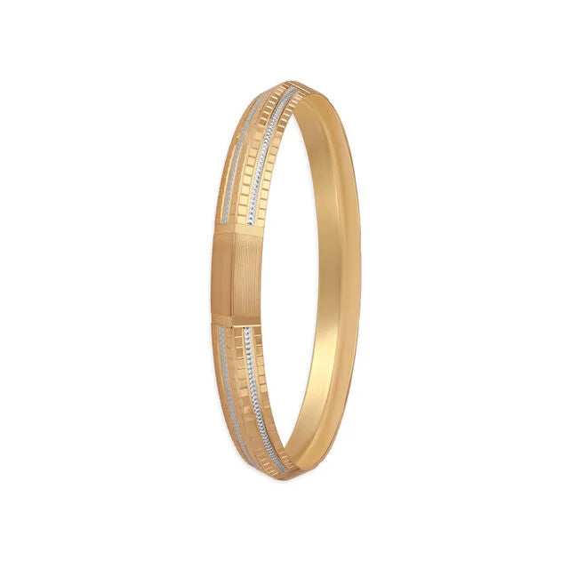 Ridged Gold and Rhodium Kada for men