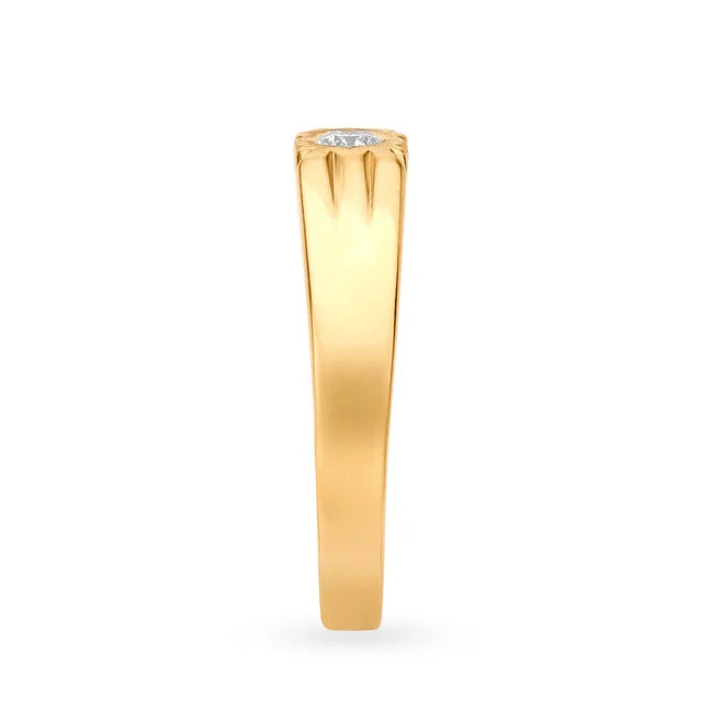 Charming 22 Karat Yellow Gold And Diamond Finger Ring