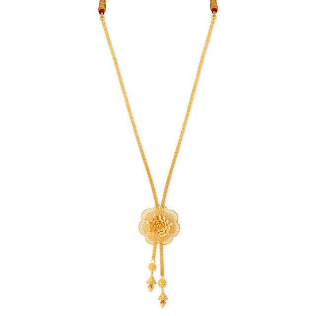 Ethnic Floral Filigree Gold Necklace