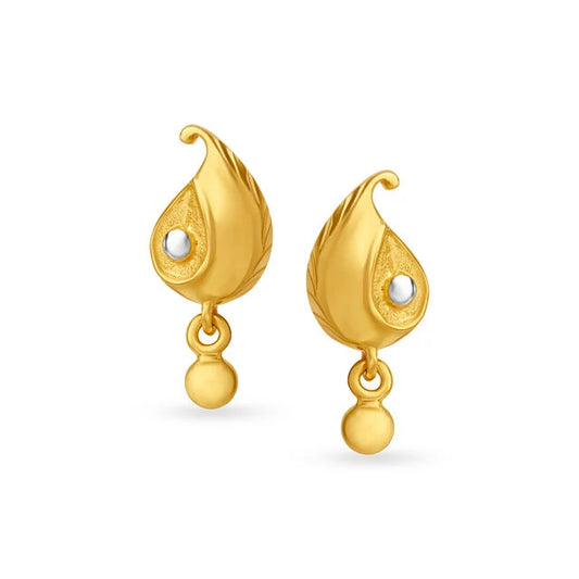 Dainty Peacock Inspired Gold Drop Earrings