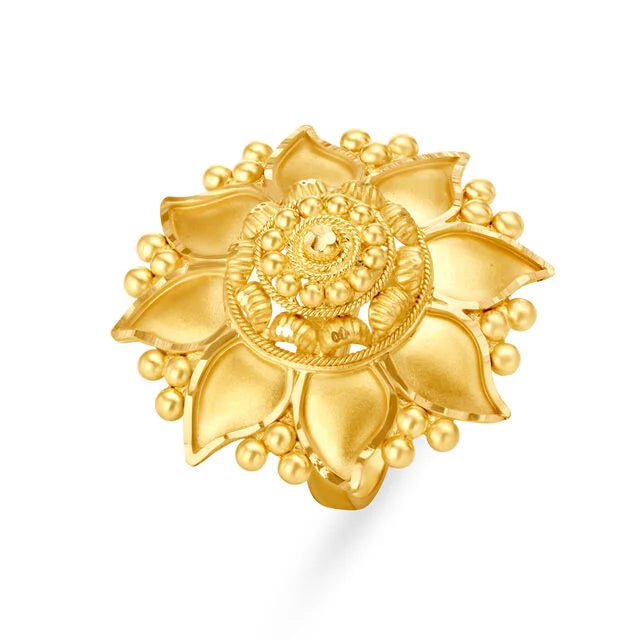 Celestial 22 Karat Yellow Gold Floral Finger Ring