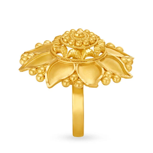 Celestial 22 Karat Yellow Gold Floral Finger Ring