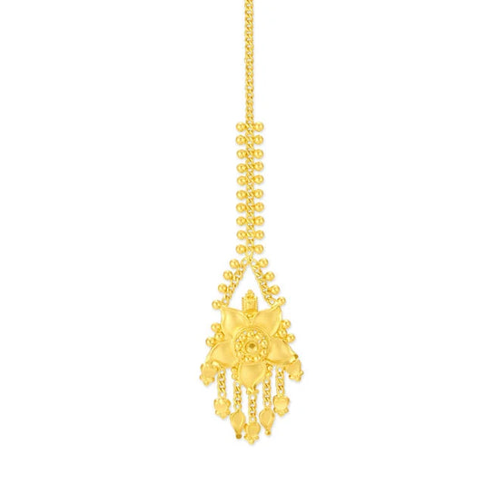 Ravishing 22 Karat Yellow Gold Flower Maang Tikka