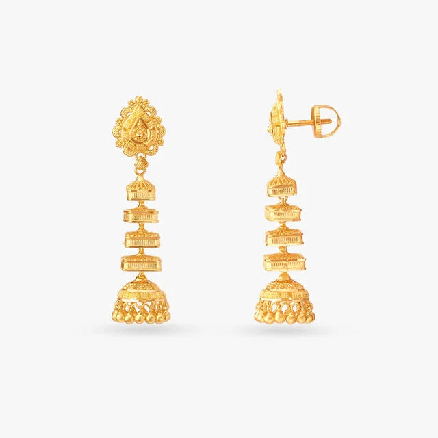 Multi Layered Gold Jhumka Earrings