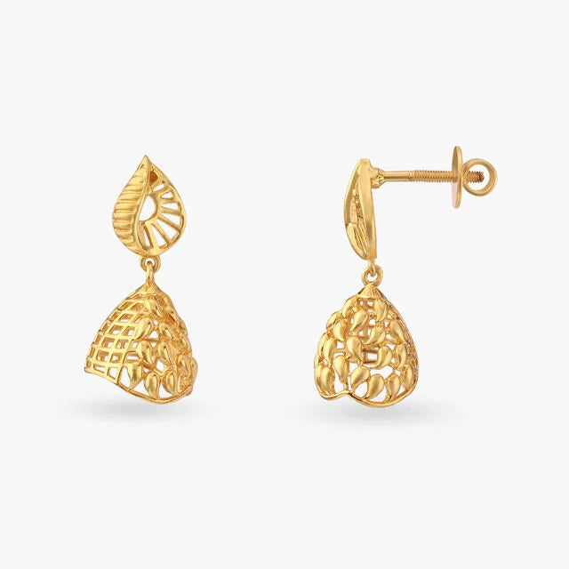 Filigree Gold Jhumka Earrings