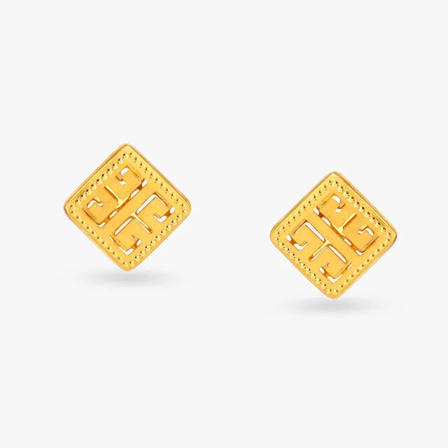 Square Gold Stud Earrings