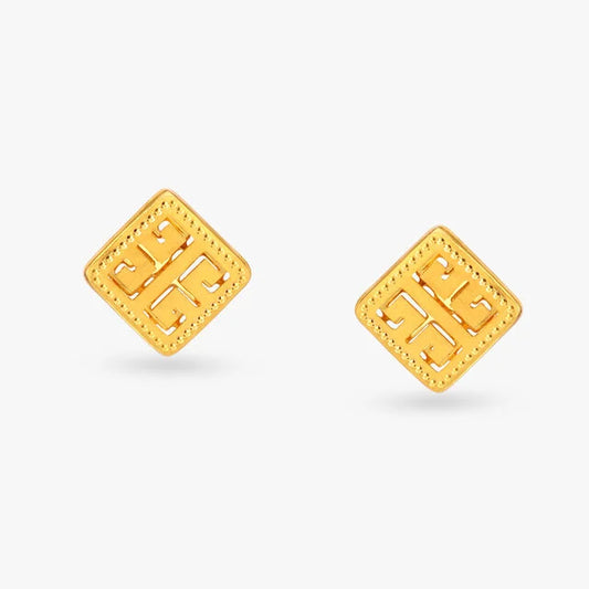 Square Gold Stud Earrings