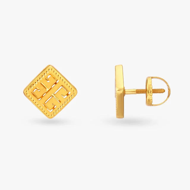 Square Gold Stud Earrings