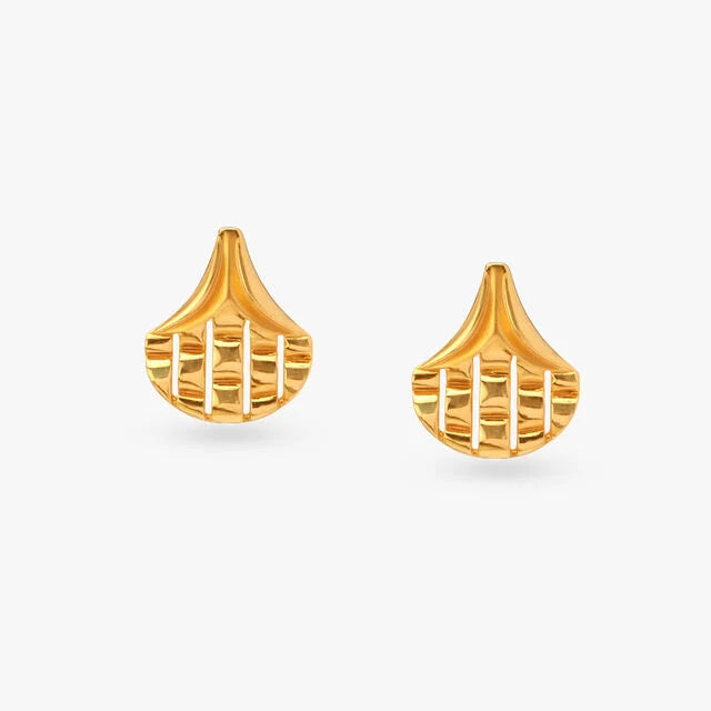 Gracefully Striped Gold Pendant and Earrings Set