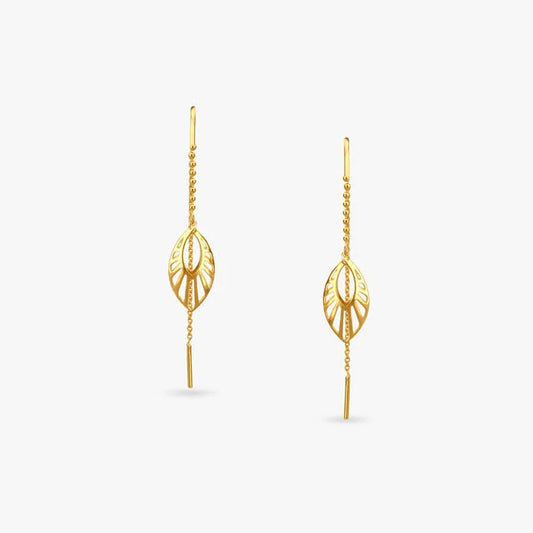 Leafy Cascade Gold Hoop Earrings