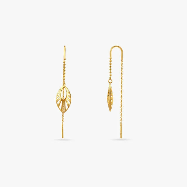 Leafy Cascade Gold Hoop Earrings