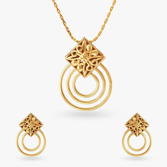 Subtle Geometric Pendant and Earrings Set