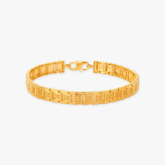 Geometric Design Gold Bracelet for Men