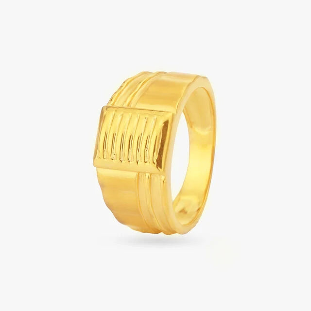 Segmented Gold Men's Finger Ring