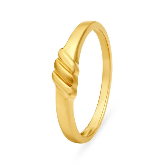 Suave 22 Karat Yellow Gold Ridged Finger Men Ring