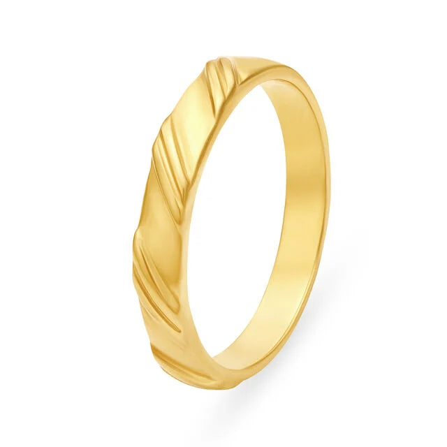 Minimalist 22 Karat Yellow Gold Ridged Finger Ring